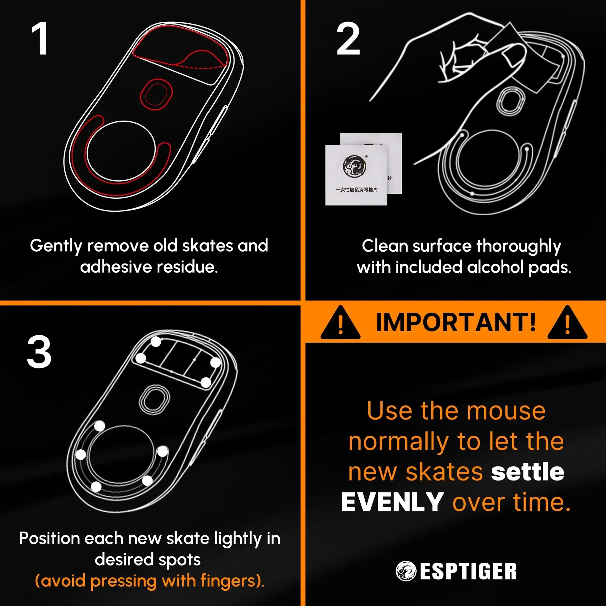 ESPTiger ICE V2 Mouse Skates - Universal DIY Dots - Image 5