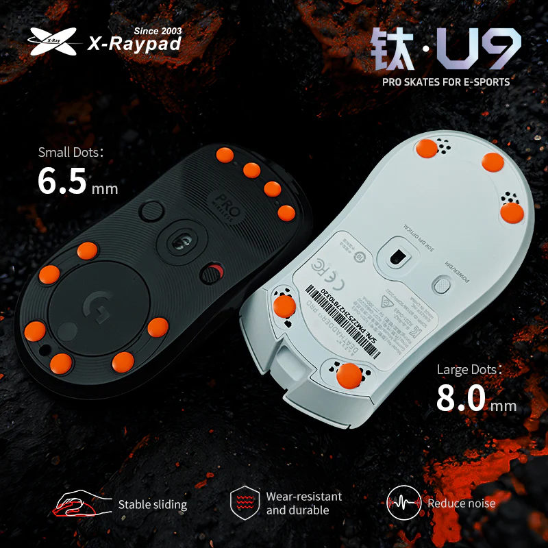 X-Raypad Titanium U9 Air Mouse Skates - Universal Dots